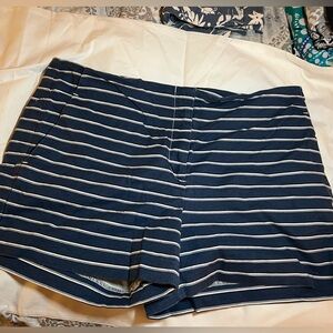 LOFT navy and white striped shorts